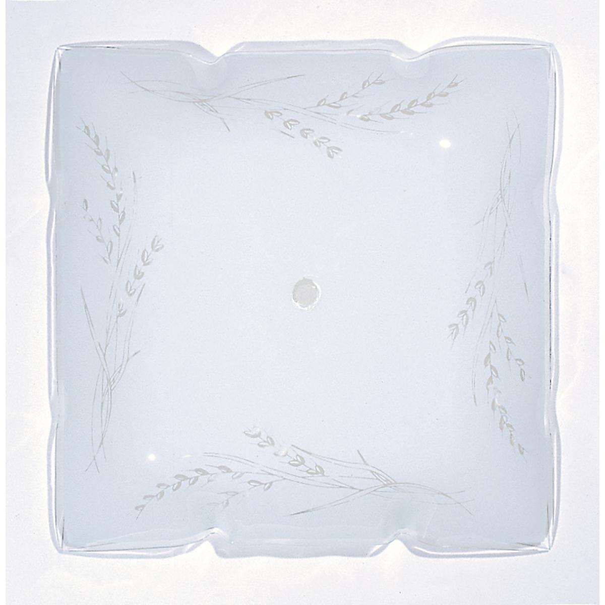 Satco 50-503 12 in. Ruffled Glass Square Lamp Shade White Finish Wheat Design