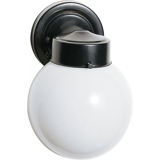 Satco 77-992 1 Light - 6" Outdoor Wall with White Glass - Black Finish