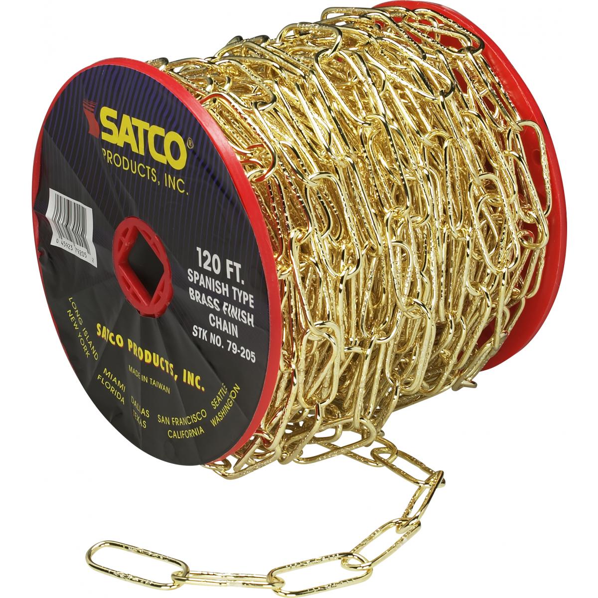 Satco 79-205 11 Ga. Chain Spanish Type Brass Finish 40 yd. (120 ft.) to Reel 1 Reel To Master 15lbs Max