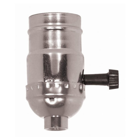 Satco 80-1013 On-Off Turn Knob Socket With Removable Knob 1/8 IPS Aluminum Nickel Finish 250W 250V
