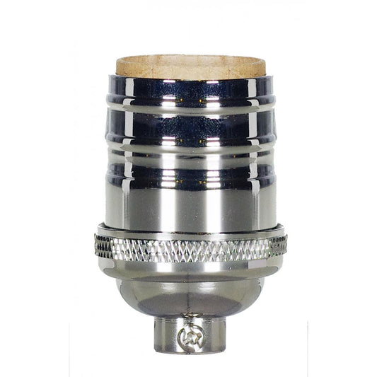 Satco 80-1055 Short Keyless Socket 1/8 IPS 4 Piece Stamped Solid Brass Polished Nickel Finish 660W 250V