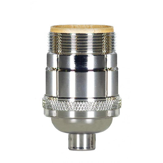 Satco 80-1057 Short Keyless Socket 1/8 IPS 4 Piece Stamped Solid Brass Polished Nickel Finish 660W 250V Uno Thread