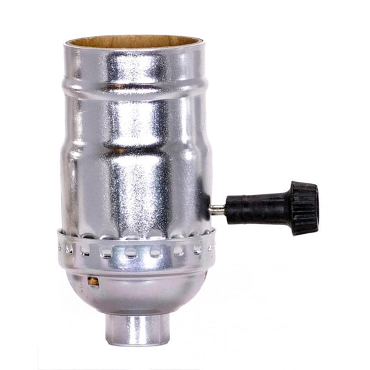Satco 80-1101 On-Off Turn Knob Socket With Removable Knob 1/8 IPS Nickel Finish 250W 250V With Set Screw