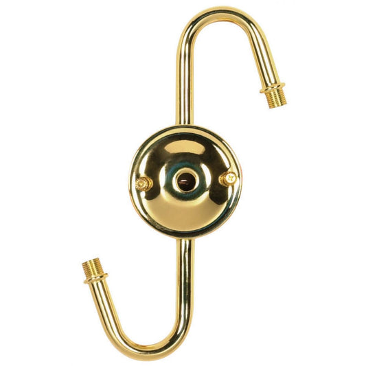 Satco 80-1162 Steel "S" Cluster For Medium or Candelabra Brite Gilt Finish No Wire 7" Centers 1/8 IP Top and 1/4 IP Bottom