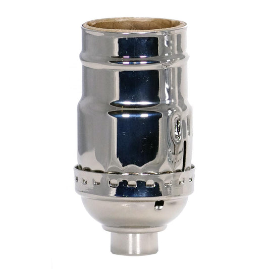 Satco 80-1176 3-Way (2 Circuit) Keyless Socket 1/8 IPS 3 Piece Stamped Solid Brass Polished Nickel Finish 660W 250V
