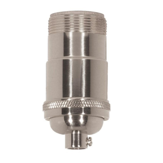 Satco 80-1196 3-Way (2 Circuit) Keyless Socket 1/8 IPS 4 Piece Stamped Solid Brass Polished Nickel Finish 660W 250V