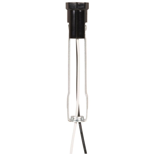 Satco 80-1302 Phenolic Candelabra Base Socket With Wire Leads 3/4" Diameter 3" Flange 40" Leads 105C 75W 125V