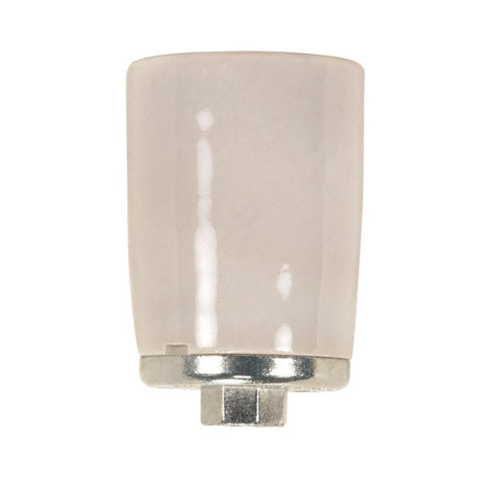 Satco 80-1307 3-Way Keyless Porcelain Mogul Socket With Metal 1/4 IPS Cap w/ SS 3-Screw Terminal CSSNP Screw Shell Glazed 1500W 600V