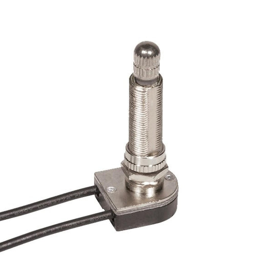 Satco 80-1414 On-Off Metal Rotary Switch, 1-1/2" Metal Bushing Single Circuit 6A-125V, 3A-250V Rating 6" Leads Nickel Finish