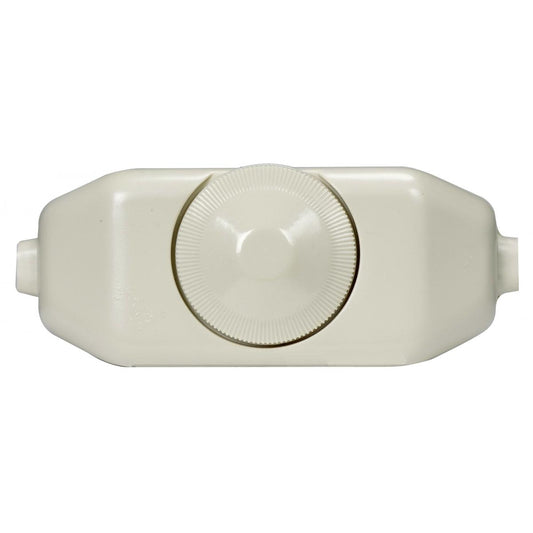 Satco 80-1482 Full Range Lamp Cord Rotary Dimmer Switch Ivory Finish 3" x 1-1/4" Phenolic For 18GA SPT-1 or SPT-2 Wire 200W 120V