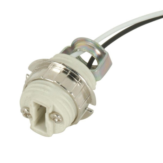 Satco 80-1590 Threaded G-9 Porcelain Socket 72" Leads With Ring UL 10362 Leads 1/8 IP Hickey Inside Extrusion Double Leg 660W 250V