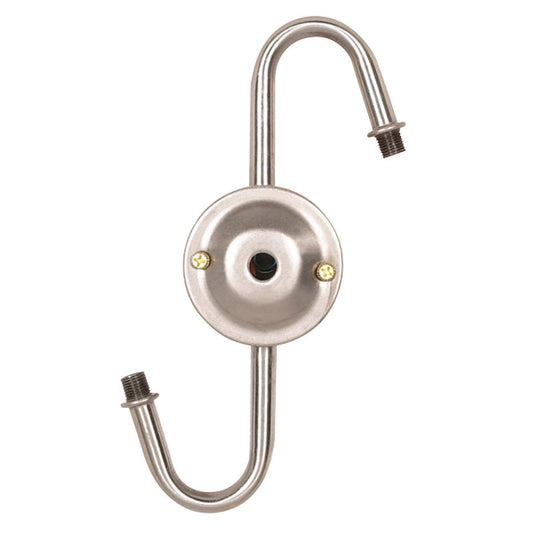 Satco 80-1636 Steel "S" Cluster For Medium or Candelabra Nickel Finish No Wire 7" Centers 1/8 IP Top And 1/4 IP Bottom