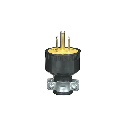 Satco 80-1688 Black 3 Prong Rubber Plug With Metal Grip Ground 18/3-SVT Round Wire 15A-125V