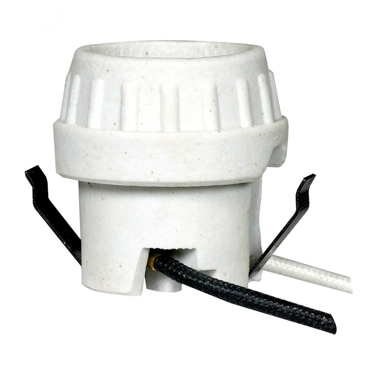 Satco 80-1691 Keyless Porcelain Socket With Double Snap-In Clip High Temperature Leads Unglazed 660W 250V
