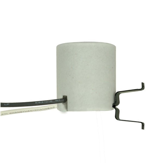 Satco 80-1956 Keyless Porcelain Socket With Snap-In Double Spring Clip Unglazed 660W 250V