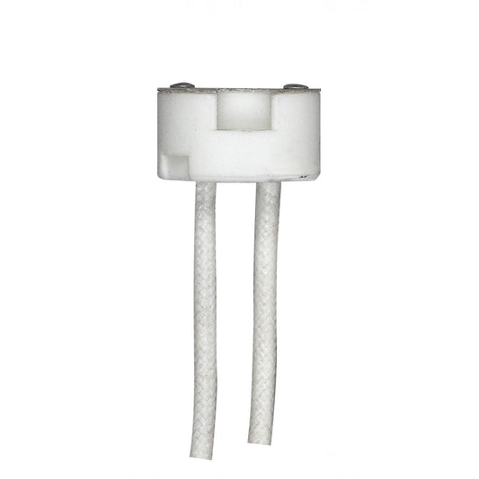 Satco 80-2165 Porcelain Halogen Round Socket 18" Leads G4-GX5.3-GY6.35 Base SF-1 200C Leads 3/8" Height 11/16" Diameter 750W 250V