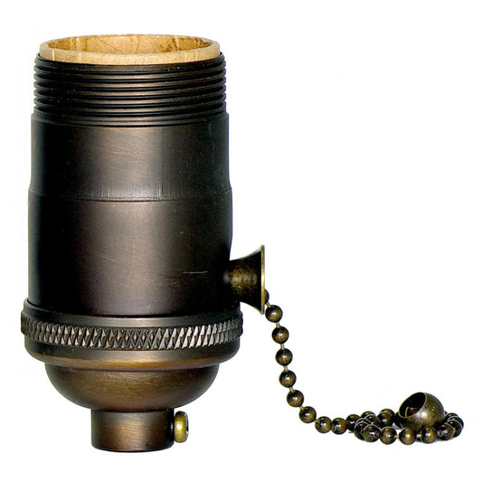 Satco 80-2399 On-Off Pull Chain Socket 1/8 IPS 4 Piece Stamped Solid Brass Dark Antique Brass Finish 660W 250V Uno Thread
