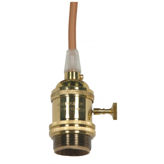 Satco 80-2436 Medium base lampholder 4pc. Solid brass prewired On/Off Uno ring 10ft. 18/2 SVT Gold Cord Antique brass finish
