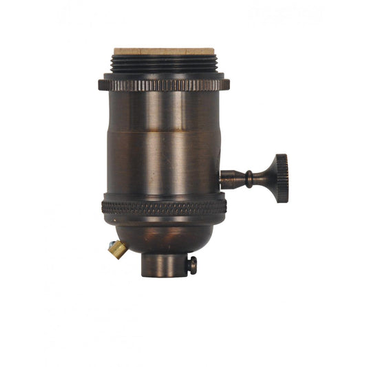 Satco 80-2572 Medium base lampholder 4pc. Solid brass On/Off Key 2 Uno rings Dark antique brass finish
