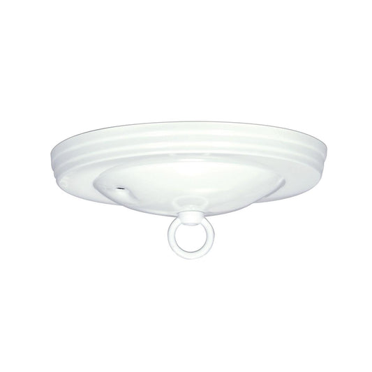 Satco 90-066 Standard Canopy Kit White Finish 5" Diameter 7/16" Center Hole 2-8/32 Bar Holes Includes Hardware 10lbs Max