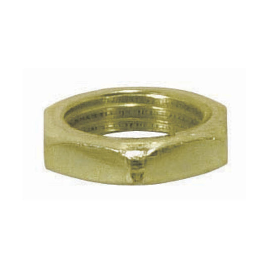 Satco 90-1066 Steel Locknut 1/8 IP 1/2" Hexagon 1/8" Thick Brass Plated Finish