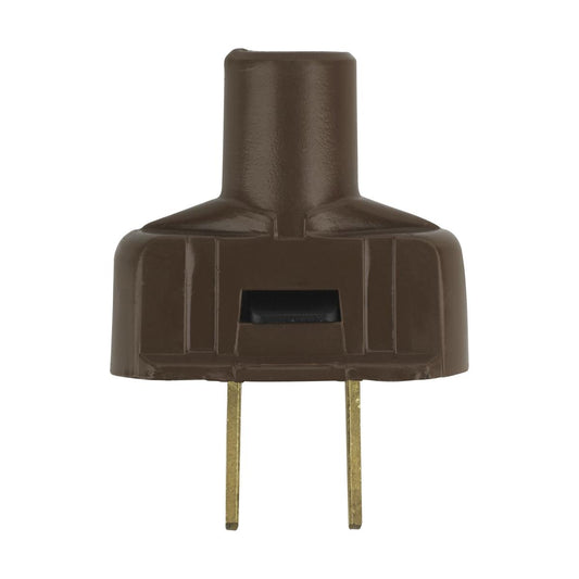 Satco 90-1114 Attachment Plug With Terminal Screws Brown Finish Non Polarized 18/2-SVT Round Wire 15A 125V