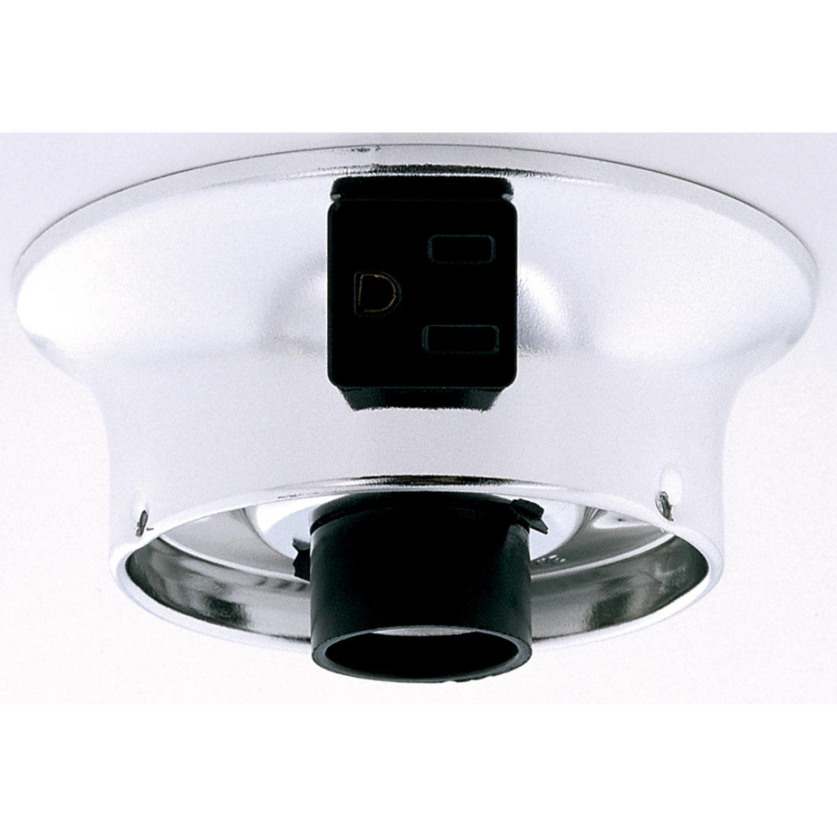 Satco 90-121 3-1/4" Wired Holder With Convenience Outlet Chrome Finish Includes Hardware 60W Max