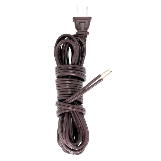 Satco 90-1414 12 Foot 18/2 SPT-2 105C Cord Set Brown Finish 72" Hank 150 Carton Molded Polarized Plug Tinned Tips 3/4" Strip With 2" Slit