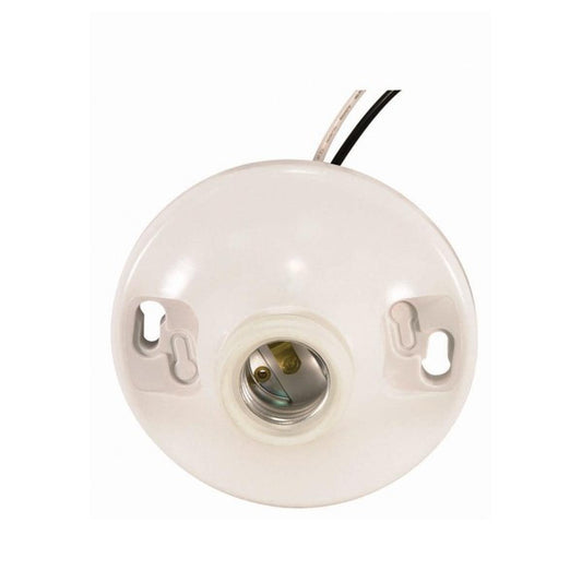 Satco 90-1502 Keyless White Phenolic Ceiling Receptacle 6" AWM B/W Leads 105C 4-1/2" Diameter 660W 250V
