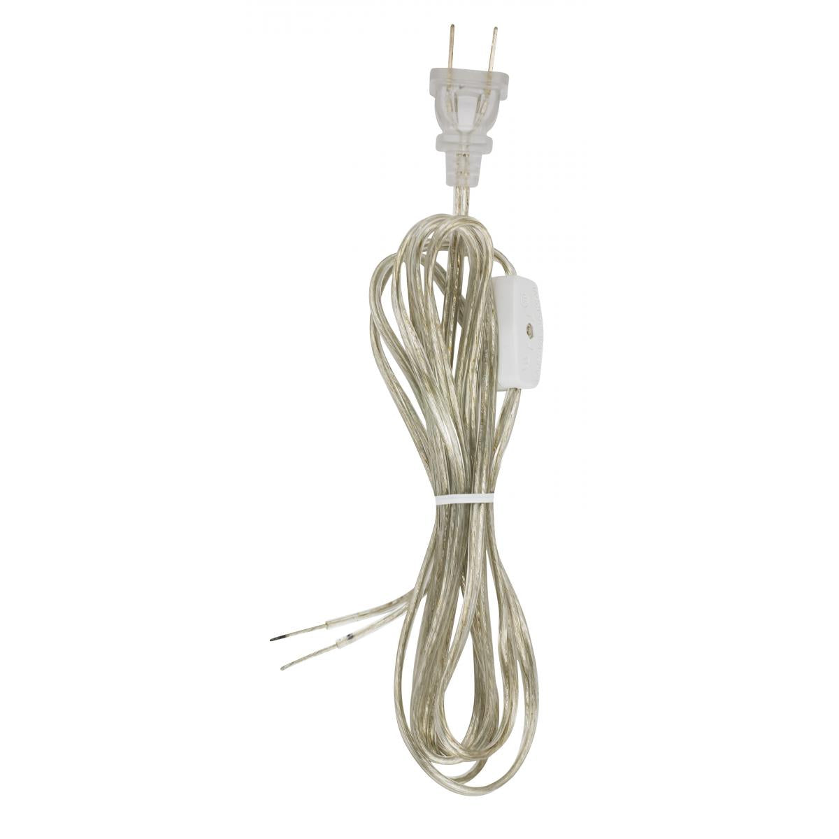 Satco 90-1585 8 Ft. Line Switches Cord Sets Molded Plug Tinned tips 3/4" Strip with 2" Slit Switch 24" From Free End 36" Hank