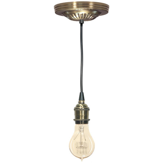 Satco 90-1890 Ribbed Canopy Kit And Matching Hardware Antique Brass Finish 5" Diameter 7/16" Center Hole 2-8/32 Bar Holes