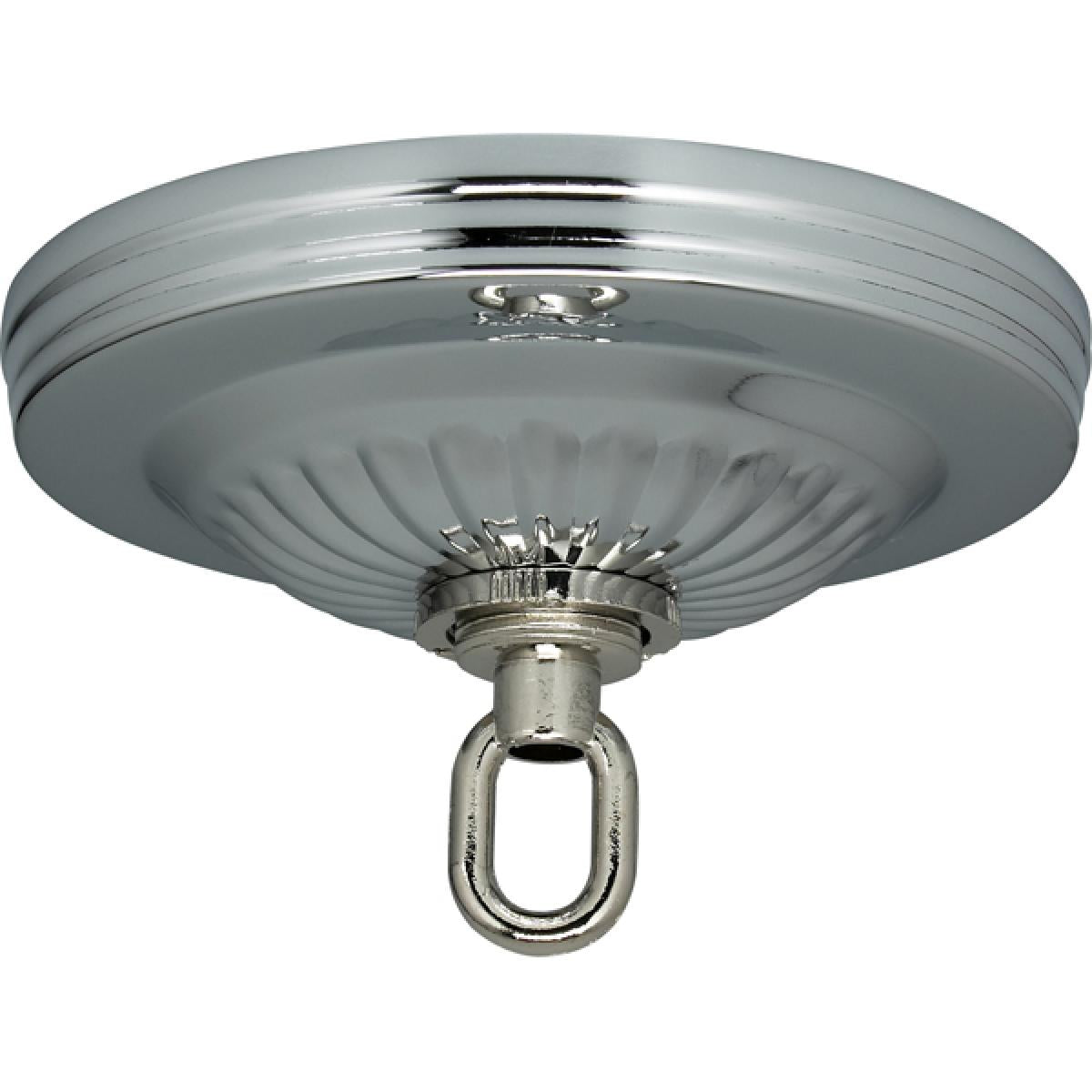 Satco 90-196 Ribbed Canopy Kit Chrome Finish 5" Diameter 1-1/16" Center Hole Includes Hardware 25lbs Max