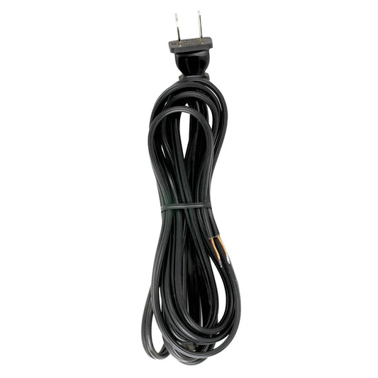 Satco 90-2042 9 Foot 18/2 SPT-2 105C Cord Set Black Finish 36" Hank 150 Carton Molded Polarized Plug Tinned Tips 3/4" Strip With 2" Slit