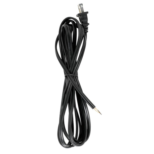 Satco 90-2185 10 Foot 18/2 SPT-2 105C Cord Set Black Finish 36" Hank 150 Carton Molded Polarized Plug Tinned Tips 3/4" Strip With 2" Slit