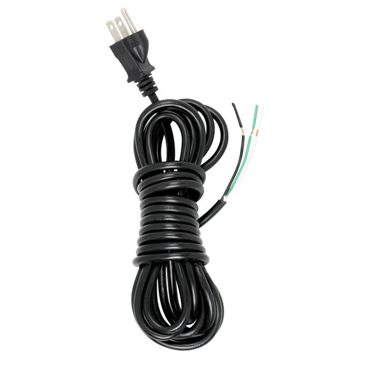 Satco 90-2243 15 Foot 18/3 SVT 105C Heavy Duty Cord Set Black Finish 50 Carton 3 Prong Molded Plug Stripped And Slit 1/4" Diameter