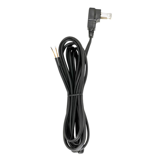 Satco 90-2321 8 Foot 18/2 SPT-2 105C Flat Plug Cord Set Black Finish 36" Hank 200 Carton Molded Plug Tinned Tips 3/4" Strip With 2" Slit