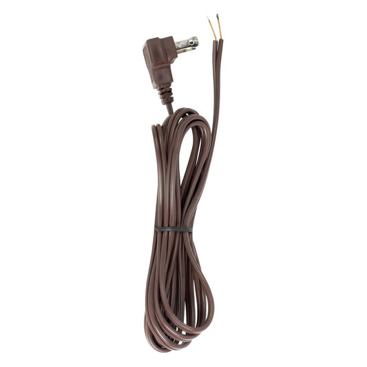 Satco 90-2324 8 Foot 18/2 SPT-2 105C Flat Plug Cord Set Brown Finish 36" Hank 200 Carton Molded Plug Tinned Tips 3/4" Strip With 2" Slit