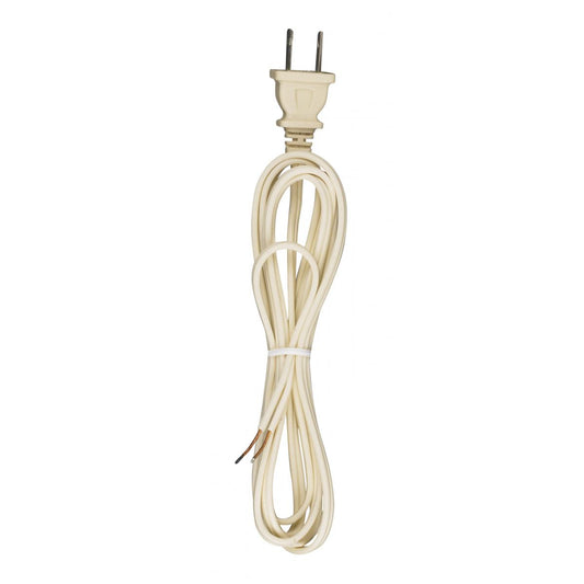 Satco 90-2416 7 Foot 18/2 SPT-1 105C Cord Set Ivory Finish 36" Hank 200 Carton Molded Polarized Plug Tinned Tips 3/4" Strip With 2" Slit