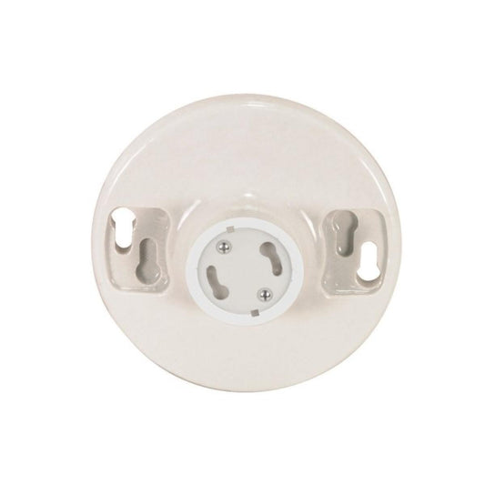 Satco 90-2579 4 Terminal Keyless White Phenolic GU24 Ceiling Receptacle Screw Terminals 4-3/8" Diameter 300W 300V