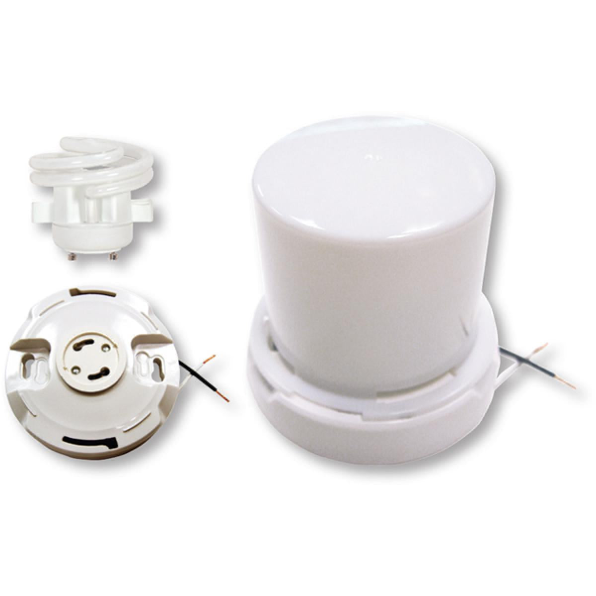 Satco 90-2615 GU24 Base Squat keyless fluorescent ceiling fixture with twist-on Lexan lens