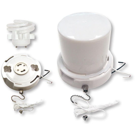 Satco 90-2616 GU24 Base Squat pull chain fluorescent ceiling fixture with twist-on Lexan lens