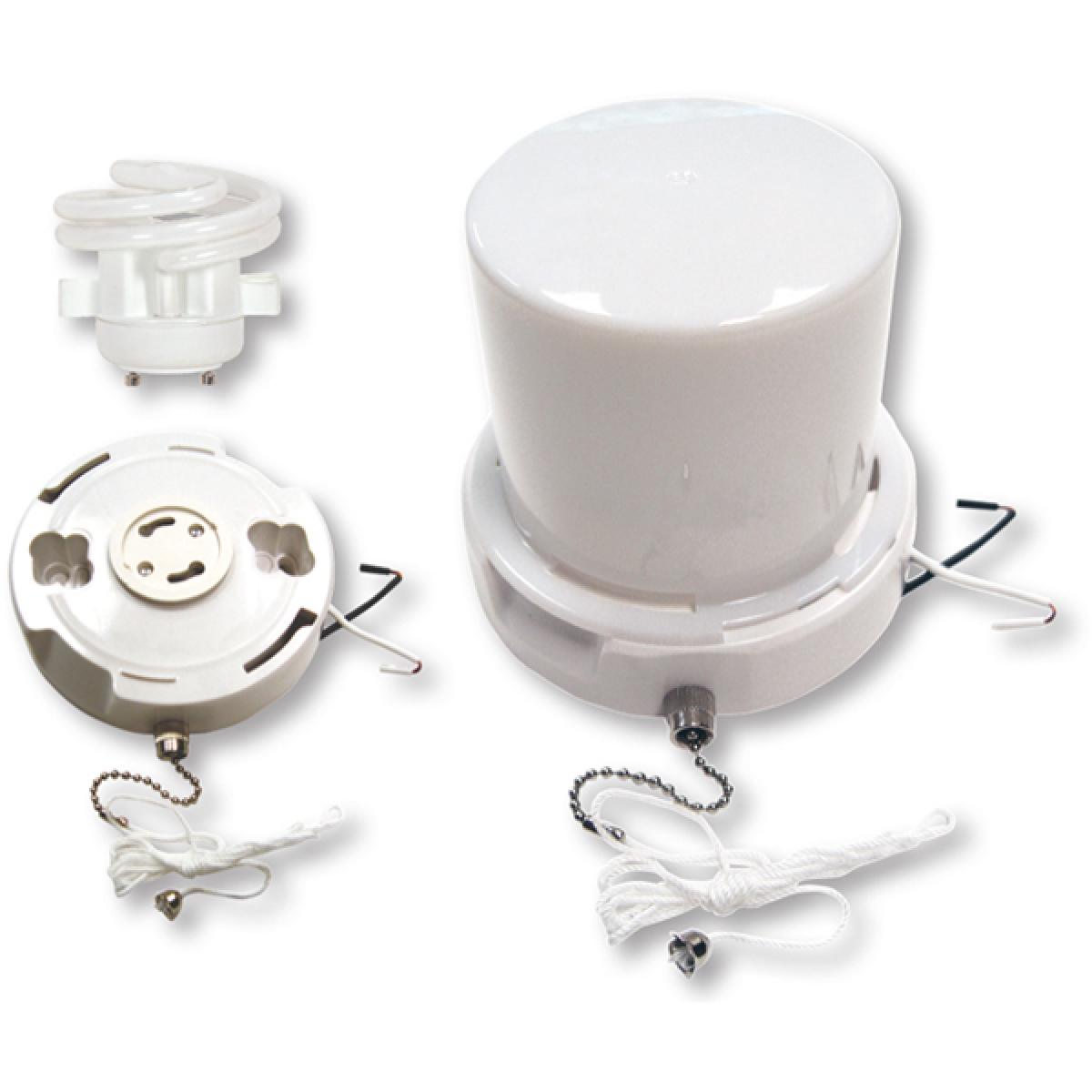 Satco 90-2632 GU24 Base Squat pull chain fluorescent ceiling fixture with twist-on Lexan lens