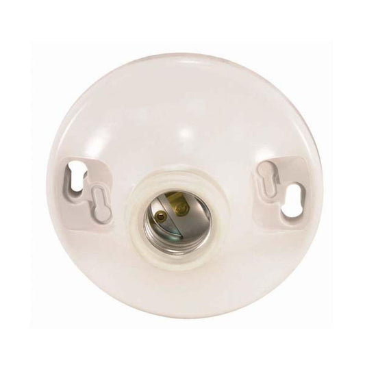 Satco 90-480 4 Terminal Keyless White Phenolic Ceiling Receptacle Screw Terminals 4-1/2" Diameter 660W 250V
