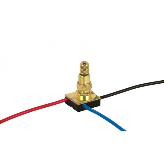 Satco 90-504 3-Way Metal Rotary Switch, Metal Bushing, 2 Circuit, 4 Position(L-1, L-2, L1-2, Off). Rated: 6A-125V, 3A-250V