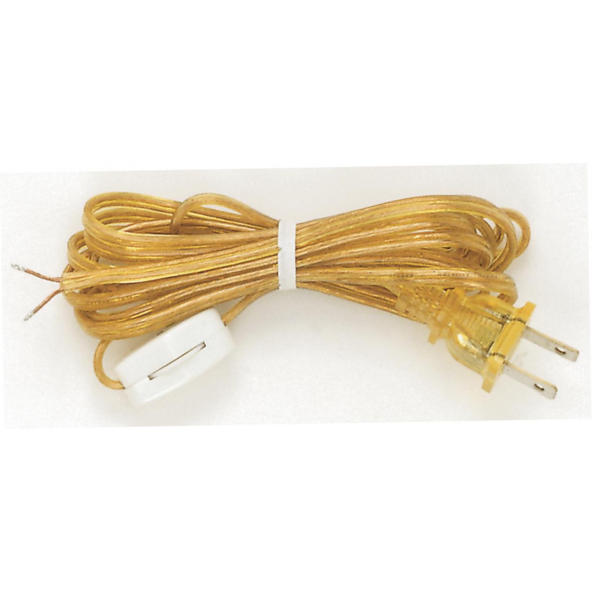 Satco 90-723 8 Ft. Cord Sets with Line Switches Molded Plug Tinned tips 3/4" Strip with 2" Slit Switch 24" From Free End 36" Hank