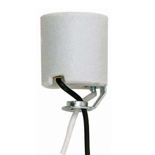 Satco 90-759 Keyless Porcelain Socket With Hickey 24" Leads Unglazed 660W 250V