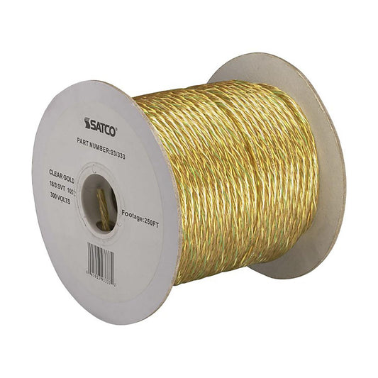 Satco 93-333 Pulley Bulk Wire 18/3 SVT 105C Pulley Cord 250 Foot/Spool Clear Gold