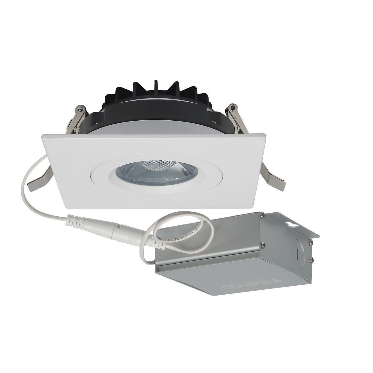 Satco S11621 12 watt LED Direct Wire Downlight Gimbaled 4 inch 3000K 120 volt Dimmable Square Remote Driver White
