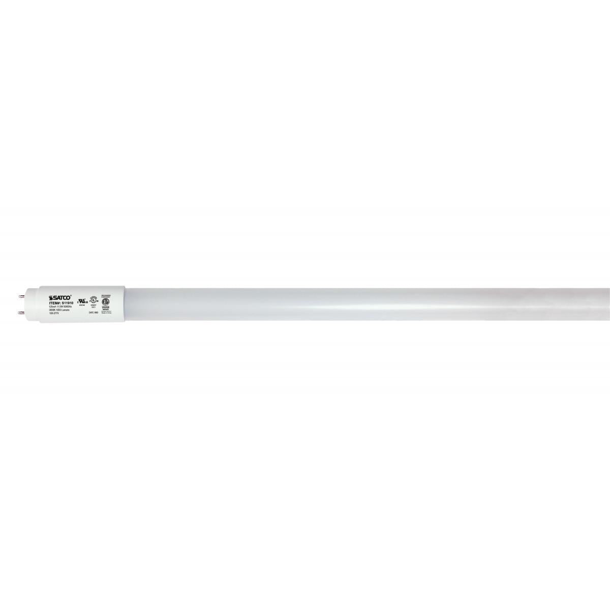 Satco S11910 11.5 Watt T8 LED 3000K Medium Bi Pin base 120-277 Volt Type B Ballast Bypass Single or Double Ended Wiring