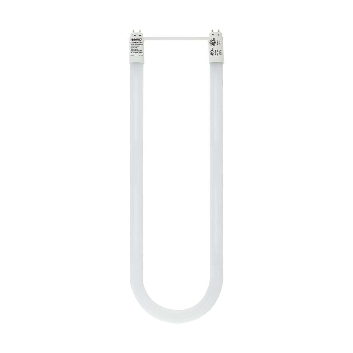 Replacement for Satco S11972 13 Watt T8 U-Bend LED Medium bi-pin base 4000K Type A/B Ballast Dependent or Bypass Single or Double Wiring - S18413